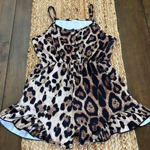 Little Girls Leopard Shorts Romper